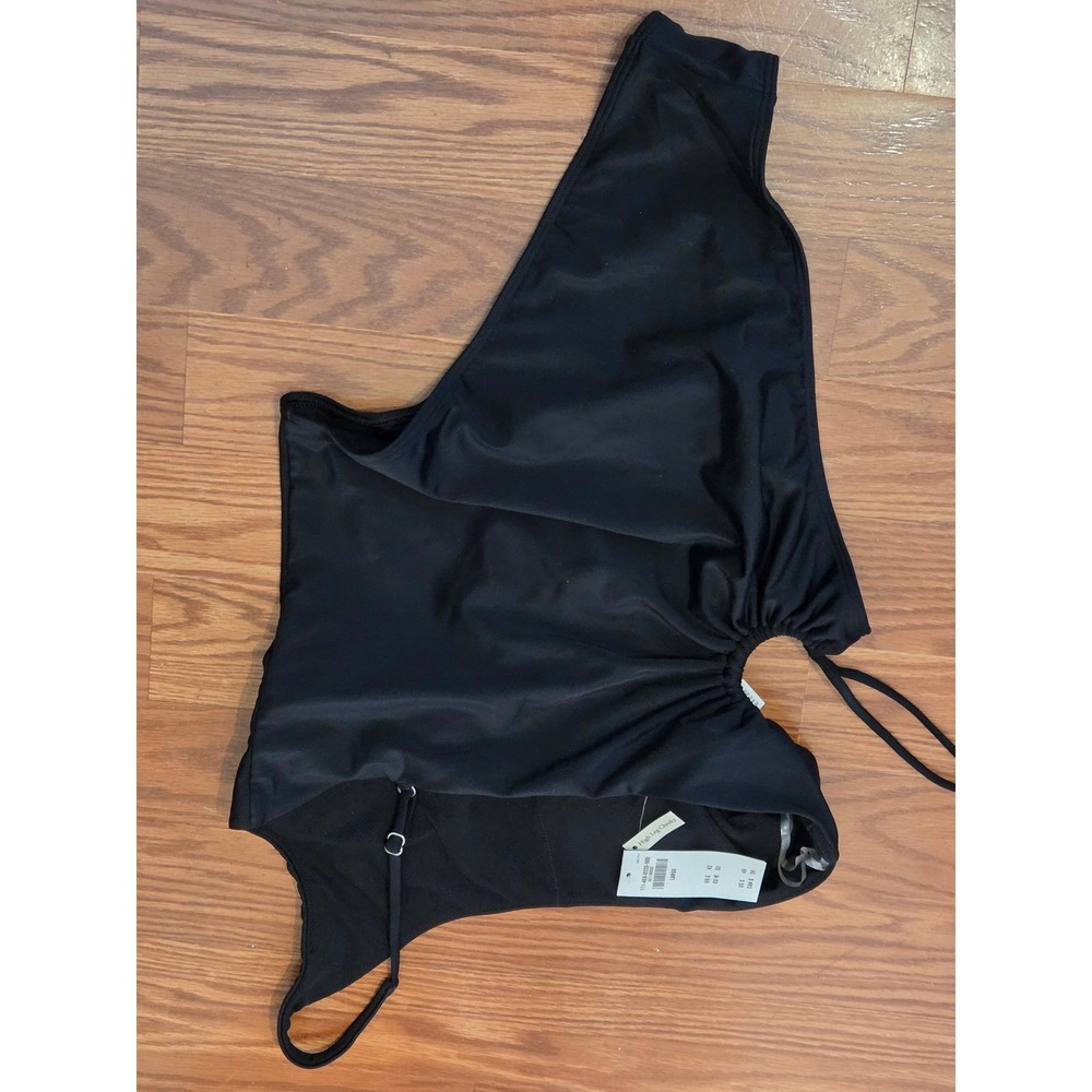 Abercrombie & Fitch Womens One Shoulder Cutout One Piece Swimsuit Black Lg NEW - Picture 4 of 6